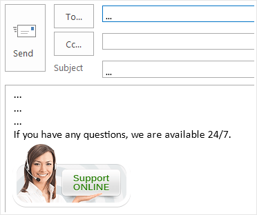 Email signature with live chat button in Outlook 2016