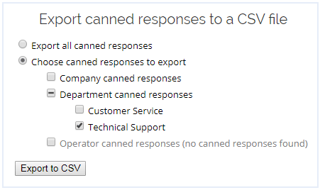 How export predefined answers to CSV-file