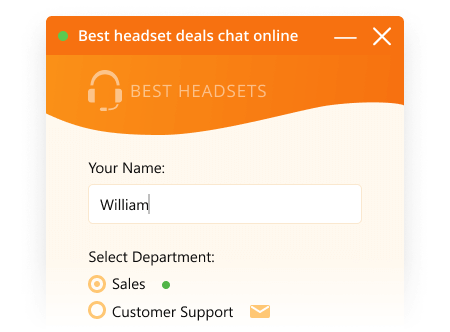 Upload your own logo, change your chat title Customized company logo in chat window